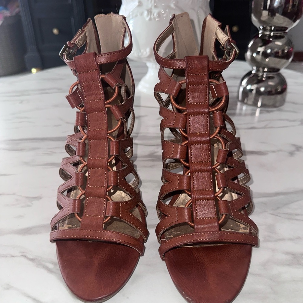 Rampage Chestnut Strappy Heels
